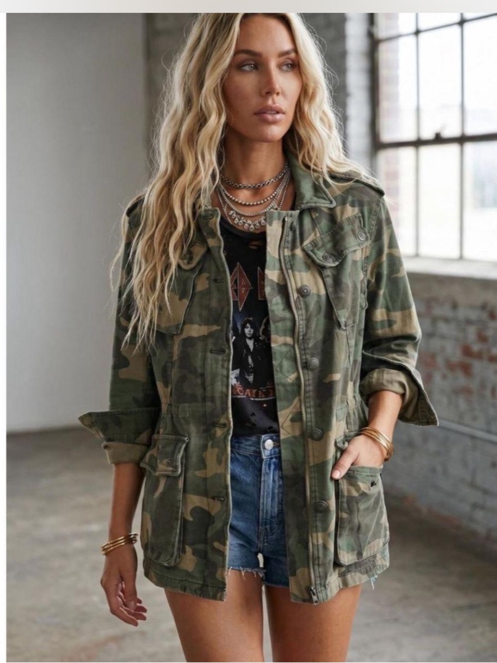 Free People Camo Military Jacket - Size M